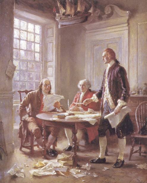 Founding fathers drafting the Declaration of Independence