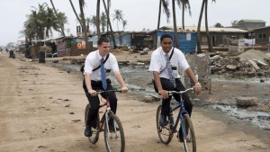 Missionaries on bicycles in Ghana